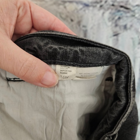 Eileen Fisher Woman Straight Leg Jeans 16W Black Organic Cotton Stretch - Picture 4 of 9